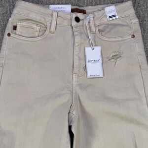 Judy Blue High Rise Garment Dyed Distressed Jeans NWT Size 5/27 Beige‎